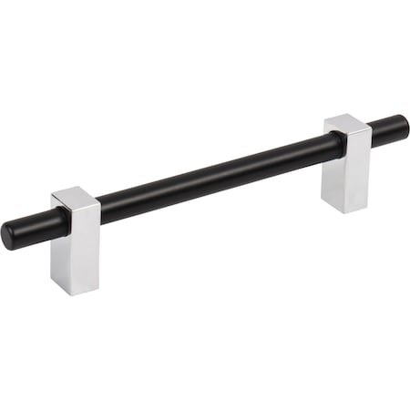 Jeffrey Alexander 128 Mm Center-To-Center Matte Black W/ Polished Chrome Larkin Cabinet Bar Pull 478-128MBPC